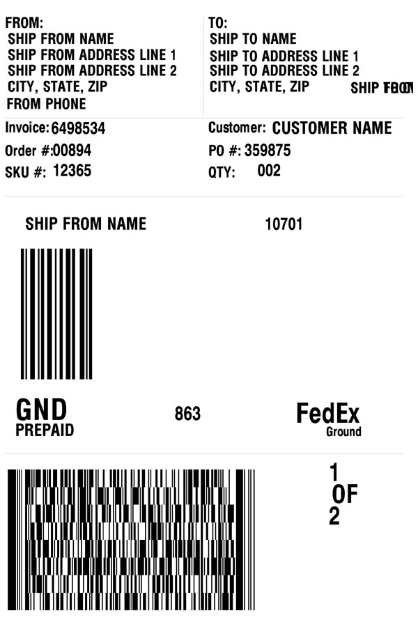 FedEx th label 102x171mm, with doc tap, 425 per roll (box of 2 rolls)