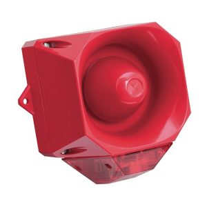 X10 Midi – Avertisseur sonore et lumineux 10–60V, boîtier rouge, lentille rouge